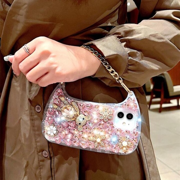 Bling Rhinestone Decor Bag Phone Case iPhone 13 Pro - Picture 1 of 5